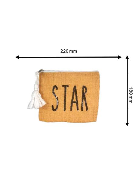 Sac Pochette en Jute avec Motif en Sequin - Dimensions : 22 x 18 cm