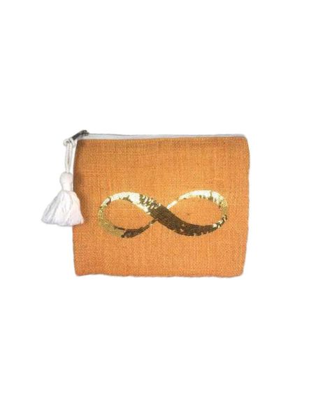 Sac Pochette en Jute avec Motif en Sequin - Dimensions : 22 x 18 cm