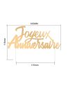 Top Gâteau "Joyeux Anniversaire" Doré - Dimension : 17 x 13 cm
