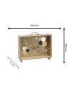 Urne "3 x Merci" en bois et Verre Doré Pailleté - Dimensions : 35 x 7,5 x 30 cm