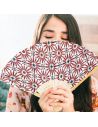 Eventail Patio en Bambou Motif Mandala - Dimensions : 44 x 25 cm