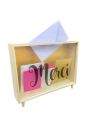 Urne "Merci" en bois et Verre Doré Pailleté - Dimensions : 35 x 7,5 x 30 cm