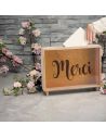 Urne "Merci" en bois et Verre Doré Pailleté - Dimensions : 35 x 7,5 x 30 cm