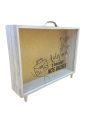 Urne "Voyage" en bois et Verre Doré Pailleté - Dimensions : 35 x 7,5 x 30 cm
