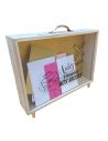 Urne "Voyage" en bois et Verre Doré Pailleté - Dimensions : 35 x 7,5 x 30 cm