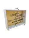 Urne "Message et Souvenir" en bois et Verre Doré Pailleté - Dimensions : 35 x 7,5 x 30 cm