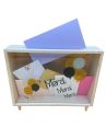 Urne "3 x Merci" en bois et Verre Doré Pailleté - Dimensions : 35 x 7,5 x 30 cm