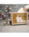 Urne "Merci avec Couple" en bois et Verre Doré Pailleté - Dimensions : 35 x 7,5 x 30 cm