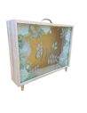Urne "Romantique" en bois et Verre Doré Pailleté - Dimensions : 35 x 7,5 x 30 cm