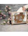 Urne "Romantique" en bois et Verre Doré Pailleté - Dimensions : 35 x 7,5 x 30 cm