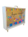 Urne "Joyeux anniversaire" en bois et Verre Doré Pailleté - Dimensions : 35 x 30 x 7,5 cm
