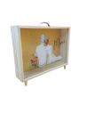 Urne "Merci avec Couple" en bois et Verre Doré Pailleté - Dimensions : 35 x 7,5 x 30 cm