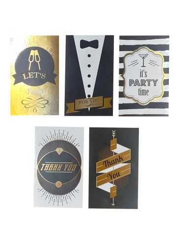 Lot de 5 Étiquettes pour Bouteilles Thème "Party" / Dimensions : 13 x 8 cm