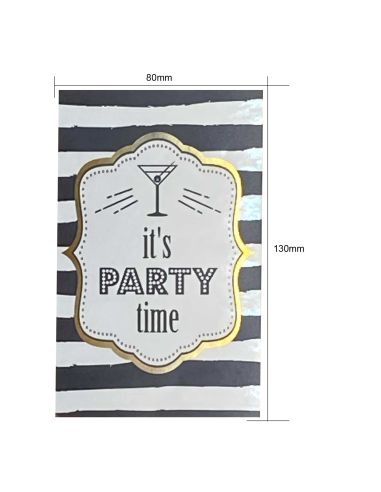 Lot de 5 Étiquettes pour Bouteilles Thème "Party" / Dimensions : 13 x 8 cm