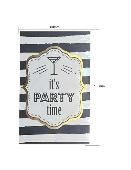 Lot de 5 Étiquettes pour Bouteilles Thème "Party" / Dimensions : 13 x 8 cm