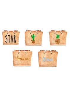 Sac d'Été en Toile de Jute avec Design en Sequin / Dimensions : 42 x 34 cm