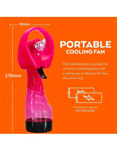Ventilateur Brumisateur 25 cl  - Dimensions : 9 x 8 x 27 cm