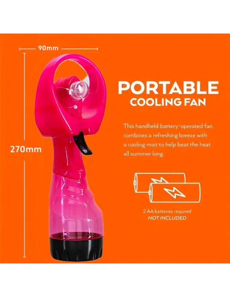 Ventilateur Brumisateur 25 cl  - Dimensions : 9 x 8 x 27 cm