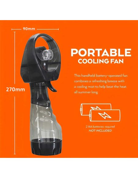Ventilateur Brumisateur 25 cl  - Dimensions : 9 x 8 x 27 cm