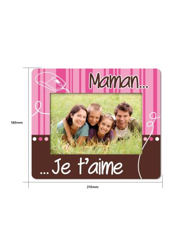 Tapis de Souris Cadre Photo " Maman Je t'aime" - Dimensions : 21 x 18 cm