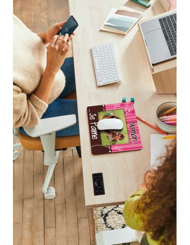 Tapis de Souris Cadre Photo " Maman Je t'aime" - Dimensions : 21 x 18 cm