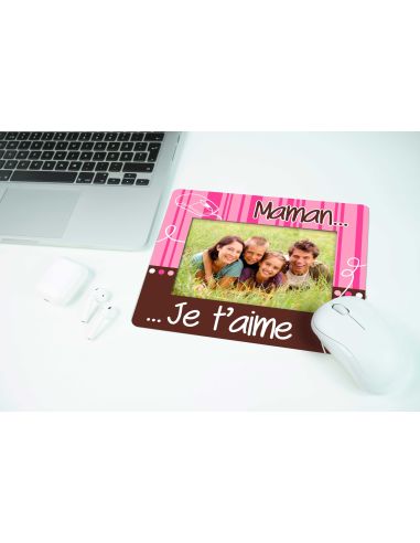 Tapis de Souris Cadre Photo " Maman Je t'aime" - Dimensions : 21 x 18 cm