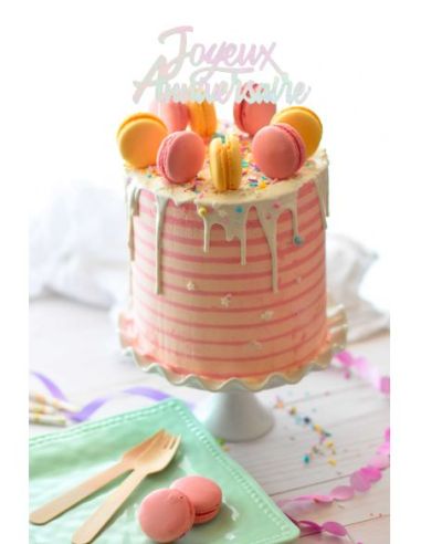 Top Gâteau "Joyeux anniversaire" / Dimensions : 17 x 13 cm