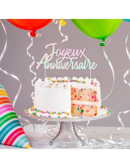 Top Gâteau "Joyeux anniversaire" / Dimensions : 17 x 13 cm
