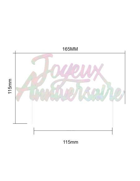 Top Gâteau "Joyeux anniversaire" / Dimensions : 17 x 13 cm