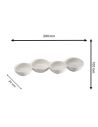 Plat de 4 Bols Blancs soudés en Céramique - Dimensions : 29 x 10 cm