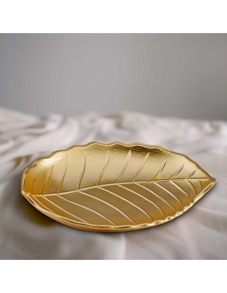 Assiette Feuille d'Or - Dimensions : 24 x 18 cm