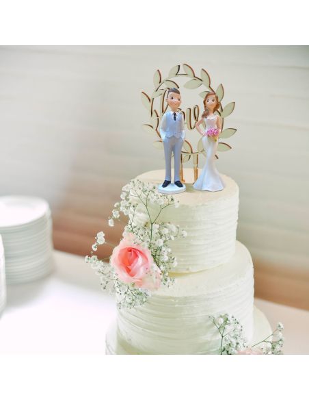 Figurine Couple Jeunes Mariés Homme et Femme en Résine - Dimensions 12 x 7,4 cm