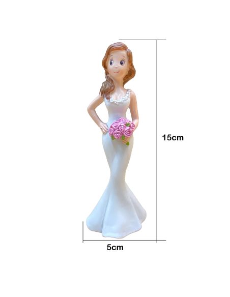 Figurine Couple Jeunes Mariés Homme et Femme en Résine - Dimensions 12 x 7,4 cm