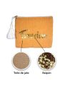 Sac Pochette en Jute avec Motif en Sequin - Dimensions : 22 x 18 cm