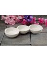 Plat de 3 Bols Blancs soudés en Céramique - Dimensions : 22,5 x 10 cm
