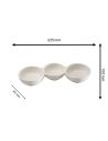 Plat de 3 Bols Blancs soudés en Céramique - Dimensions : 22,5 x 10 cm