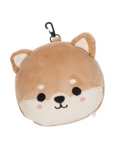Coussin de Voyage Tête de Shiba Inu en Peluche avec Masque de Nuit / Dimensions 15 x 10 x 15 cm