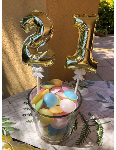 Accessoire Fêtes / Ballon Doré Décoration Gâteau Chiffre 1 / Dimension : 15 x 10 cm