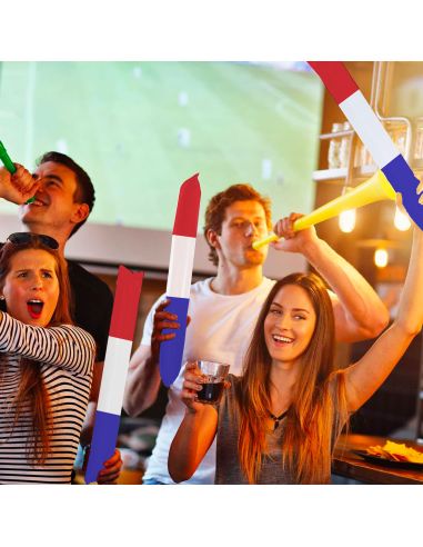 Lot de 2 Bâtonnets Clap Clap Bleu, Blanc, Rouge - Dimensions : 60 x 10 cm