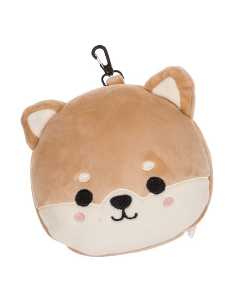 Coussin de Voyage Tête de Shiba Inu en Peluche avec Masque de Nuit / Dimensions 15 x 10 x 15 cm