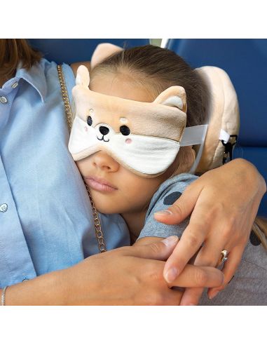 Coussin de Voyage Tête de Shiba Inu en Peluche avec Masque de Nuit / Dimensions 15 x 10 x 15 cm