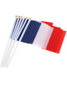 Lot de 6 Drapeaux Tricolores Bleu, Blanc, Rouge - Dimensions : 30 x 16 cm