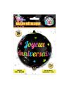 Ballon Métallique Rond Multicolore "Joyeux Anniversaire" - Dimension 35 cm