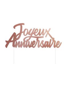 Top Gâteau "Joyeux anniversaire" Doré Party Blush / Dimension : 17 x 13 cm