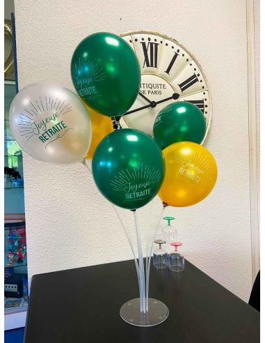 Sachet de 8 Ballons "Joyeuse Retraite" Tropical - Dimensions : 30 x 30 cm