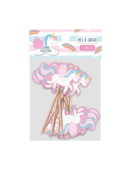 12 Pics à Gâteau Licorne