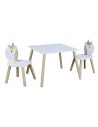 Meuble pour enfant / Table + 2 Chaises Licorne en Bois