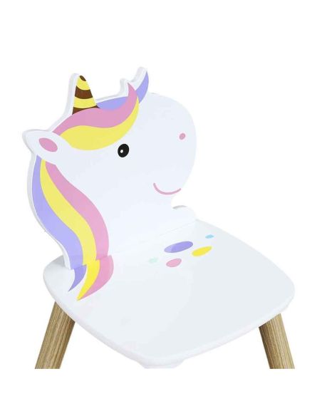 Meuble pour enfant / Table + 2 Chaises Licorne en Bois