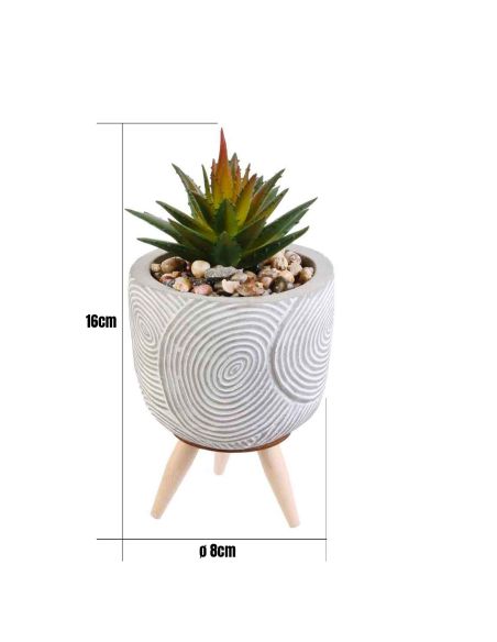 Plante Artificielle Pot en Ciment sur Pied en Bois