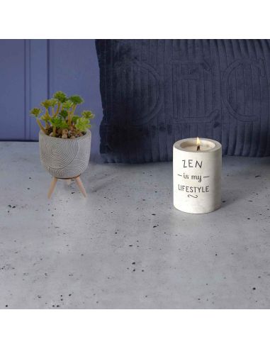 Plante Artificielle Pot en Ciment sur Pied en Bois